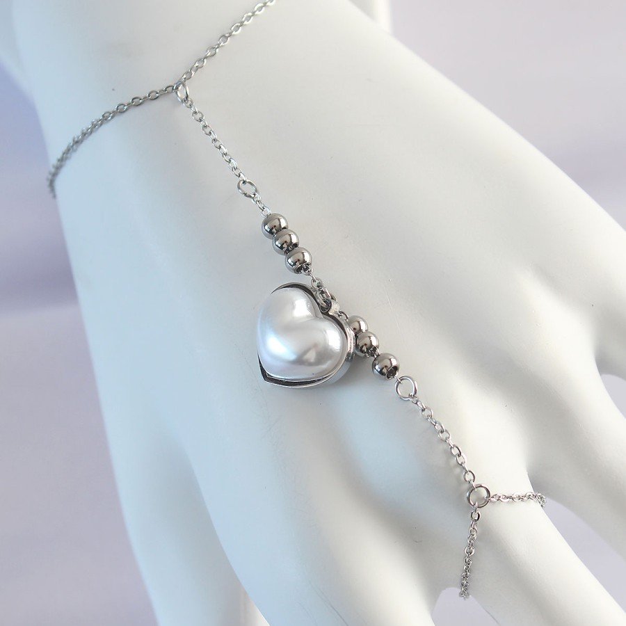 316L Steel Silver Color White Bubble Heart Design Shahmaran