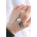 316L Steel Silver Color White Bubble Heart Design Shahmaran