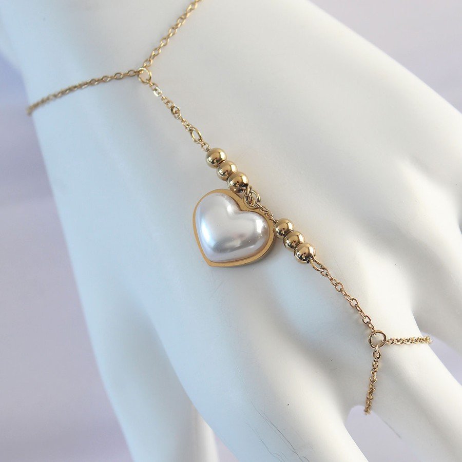 316L Steel Gold Color White Bubble Heart Design Shahmaran