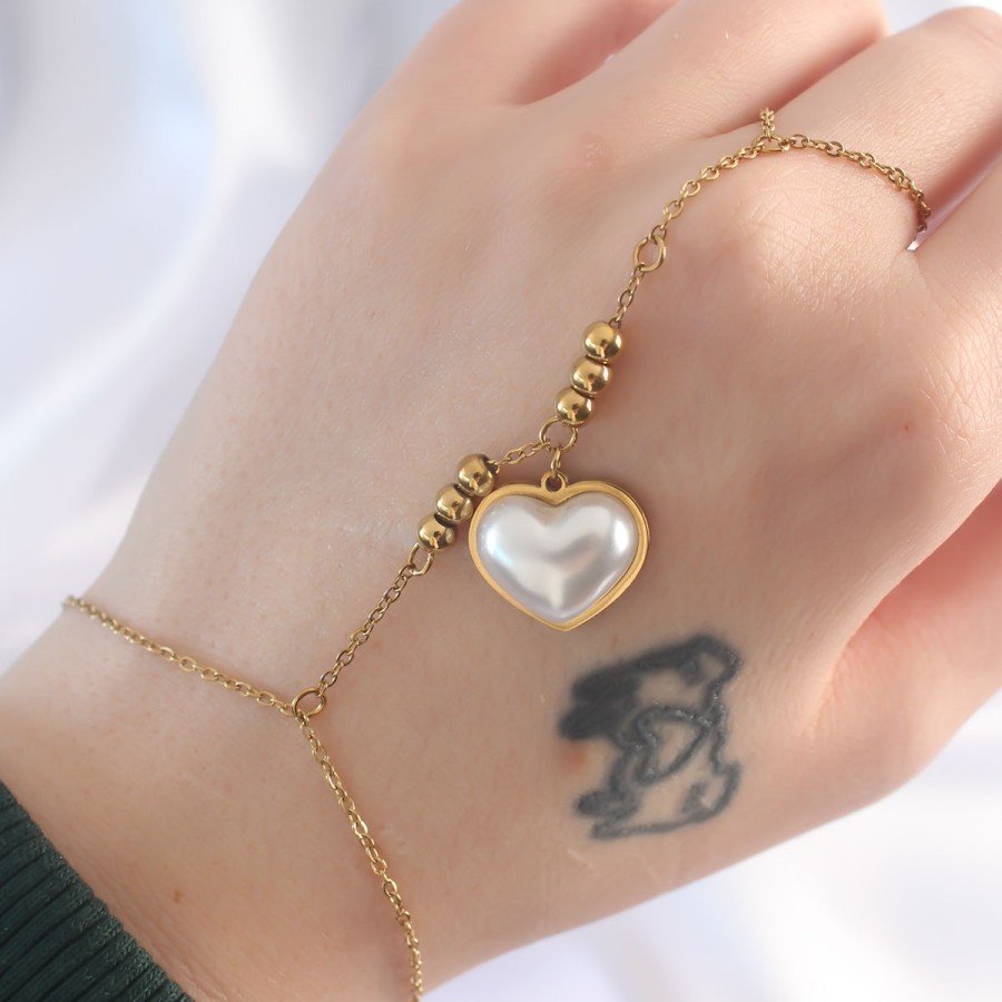 316L Steel Gold Color White Bubble Heart Design Shahmaran