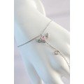 316L Steel Silver Color Pink Zircon Stone Winged Heart Model Shahmeran