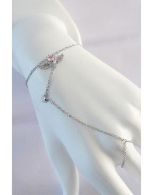 316L Steel Silver Color Pink Zircon Stone Winged Heart Model Shahmeran