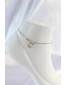 316L Steel Silver Color Zircon Stone Detailed Heart Anklet