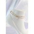 316L Steel Gold Color White Heart 2 Pack Anklet