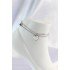 316L Steel Silver Color White Heart Set of 2 Anklets