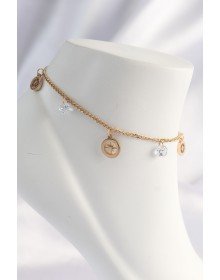 316L Steel Gold Color Zircon Stone Star Anklet