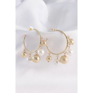 Brass Gold Color Ball Model Hoop Earring