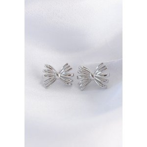 Brass Silver Color Bow Earrings Brass Silver Color Bow Earrings