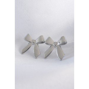 Brass Silver Color Flat Plate Bow Earrings Brass Silver Color Flat Plate Bow Earrings