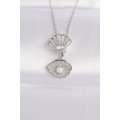316L Steel Chain Silver Color Zircon Stone Pearl Detail Oyster Necklace