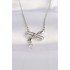316L Steel Chain Silver Color Zircon Stone Heart Detail Bow Necklace