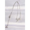 316L Steel Chain Silver Color Zircon Stone Heart Detail Bow Necklace 316L Steel Chain Silver Color Zircon Stone Heart Detail Bow Necklace