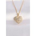 316L Steel Chain Gold Color Zircon Stone Heart Necklace