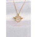316L Steel Chain Gold Color Zircon Stone Winged Heart Necklace
