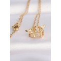 316L Steel Chain Gold Color Zircon Stone Winged Heart Necklace