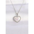 316L Steel Chain Silver Color White Stone Convex Heart Necklace