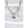 316L Steel Chain Silver Color Chain Love Written Lock Necklace 316L Steel Chain Silver Color Chain Love Written Lock Necklace