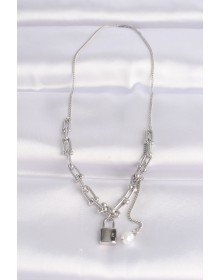 316L Steel Chain Silver Color Chain Love Written Lock Necklace