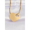 316L Steel Italian Chain Gold Color Flat Plate Heart Necklace