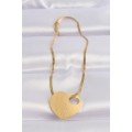 316L Steel Italian Chain Gold Color Flat Plate Heart Necklace