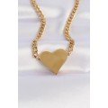 316L Steel Chain Gold Color Flat Plate Heart Necklace