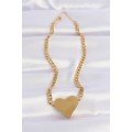 316L Steel Chain Gold Color Flat Plate Heart Necklace