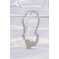 316L Steel Chain Silver Color Flat Plate Heart Necklace 316L Steel Chain Silver Color Flat Plate Heart Necklace
