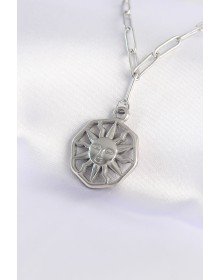 316L Steel Chain Silver Color Sun Necklace