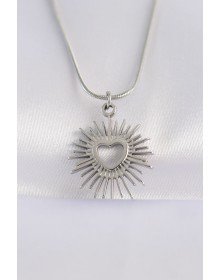 316L Steel Chain Silver Color Heart Sun Design Necklace