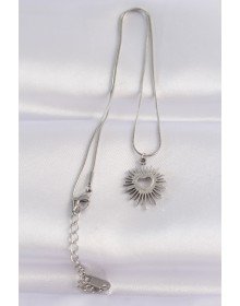 316L Steel Chain Silver Color Heart Sun Design Necklace