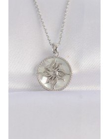 316L Steel Chain Silver Color Oval Design Sun Necklace