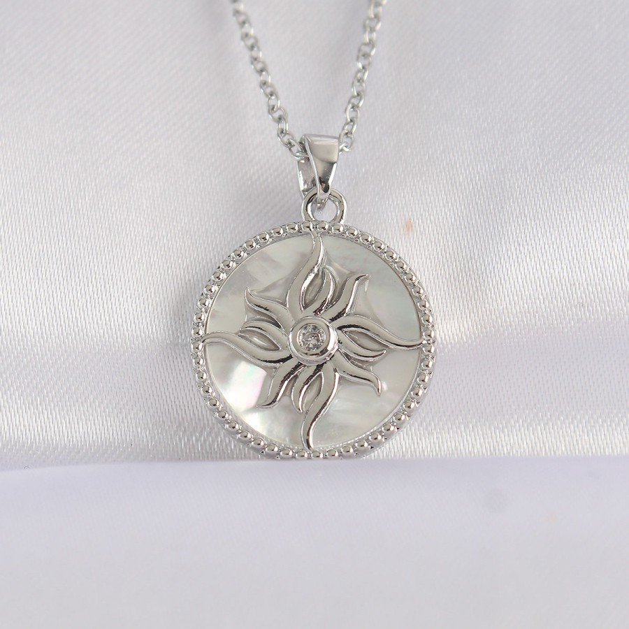 316L Steel Chain Silver Color Oval Design Sun Necklace