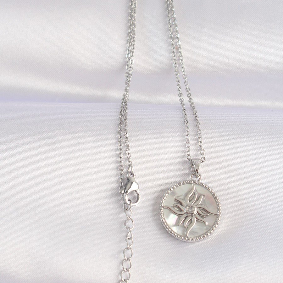 316L Steel Chain Silver Color Oval Design Sun Necklace