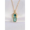 316L Steel Chain Zircon Stone Gold Color Evil Eye Slipper Design Necklace