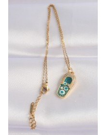 316L Steel Chain Zircon Stone Gold Color Evil Eye Slipper Design Necklace