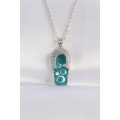 316L Steel Chain Zircon Stone Silver Color Evil Eye Slipper Design Necklace