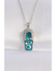 316L Steel Chain Zircon Stone Silver Color Evil Eye Slipper Design Necklace