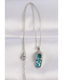 316L Steel Chain Zircon Stone Silver Color Evil Eye Slipper Design Necklace