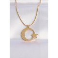 316L Steel Chain Gold Color Moon Star Unisex Necklace