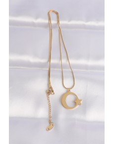 316L Steel Chain Gold Color Moon Star Unisex Necklace