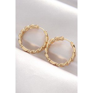Brass Gold Color Chain Model Hoop Earrings