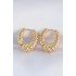 Brass Gold Color Serrated Detail Domed Hoop Earrings