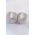Brass Silver Color Serrated Detail Domed Hoop Earrings