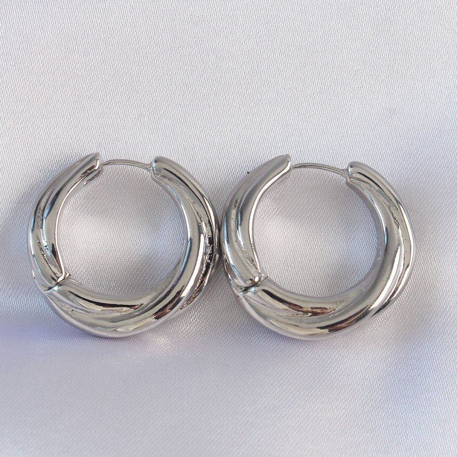 Brass Silver Color Asymmetrical Fold Earrings Brass Silver Color Asymmetrical Fold Earrings