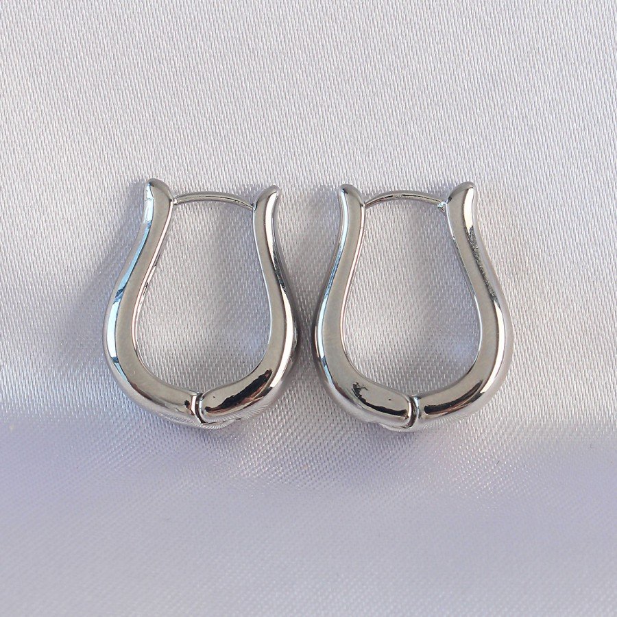 Brass Silver Color Hollow Rose Earrings
