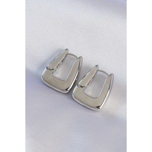 Brass Silver Color Thick Earrings Brass Silver Color Thick Earrings