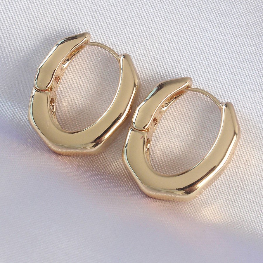 Brass Gold Color Thick Bone Model Earrings