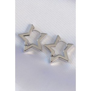 Brass Silver Color Star Earring Brass Silver Color Star Earring
