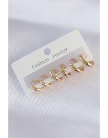 Brass Gold Color Oval Domed Earring Set