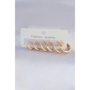 Brass Gold Color Oval Earring Set Brass Gold Color Oval Earring Set